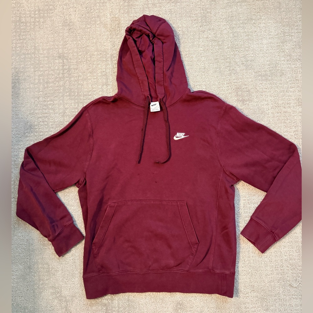 Nike Burgundy Hoodie with White Logo
